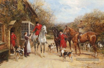  équitation - Une boisson avant la chasse Heywood Hardy équitation